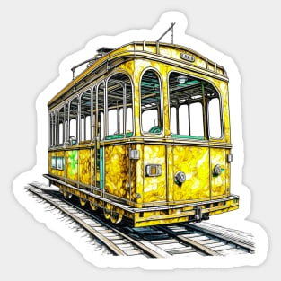 Yellow Cable Car Sticker